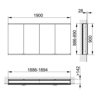 Зеркальный шкаф Keuco Royal Modular 800400191100000 190 см